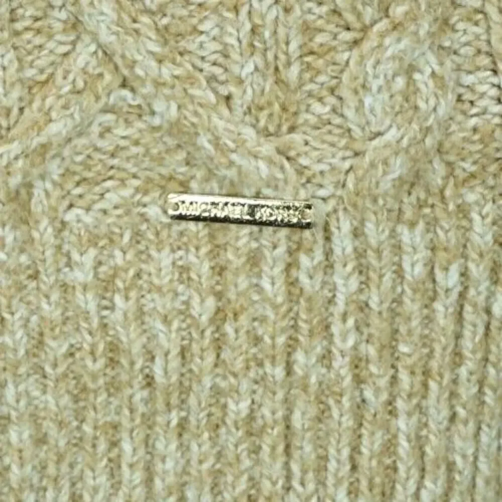 Michael Kors Women's Cable Knit Sweater Cotton Wool Size Small Beige Long Sleeve
